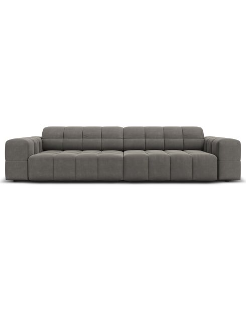 Canapé Velours Chicago 4 Places gris clair - 244x102x70 cm