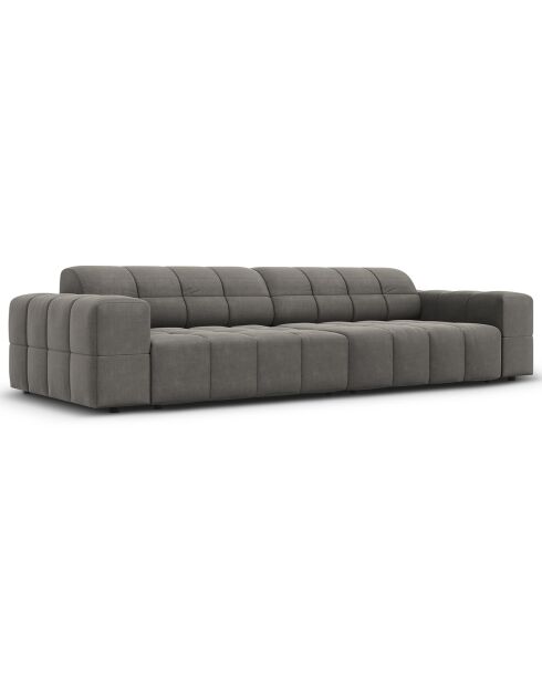 Canapé Velours Chicago 4 Places gris clair - 244x102x70 cm