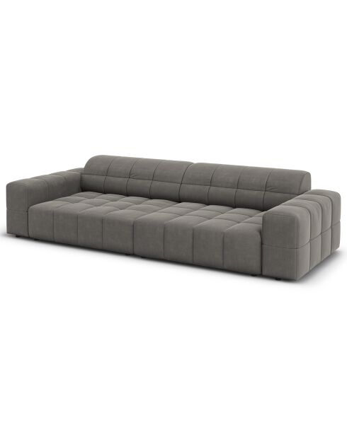 Canapé Velours Chicago 4 Places gris clair - 244x102x70 cm
