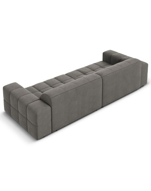 Canapé Velours Chicago 4 Places gris clair - 244x102x70 cm