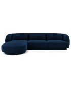 Canapé d'angle Gauche Velours Tulum 4 Places bleu roi - 259x155x74 cm
