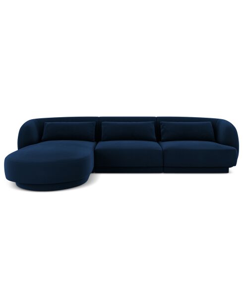 Canapé d'angle Gauche Velours Tulum 4 Places bleu roi - 259x155x74 cm