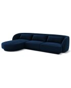 Canapé d'angle Gauche Velours Tulum 4 Places bleu roi - 259x155x74 cm
