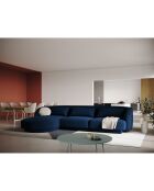 Canapé d'angle Gauche Velours Tulum 4 Places bleu roi - 259x155x74 cm