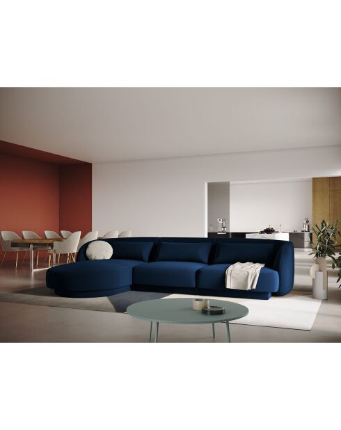 Canapé d'angle Gauche Velours Tulum 4 Places bleu roi - 259x155x74 cm