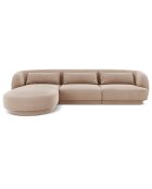 Canapé d'angle Gauche Velours Tulum 4 Places beige - 259x155x74 cm