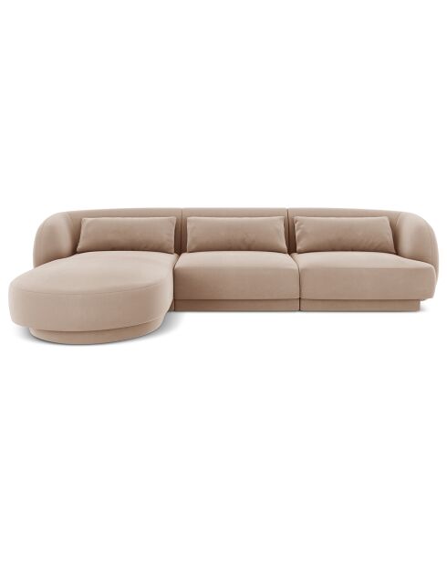 Canapé d'angle Gauche Velours Tulum 4 Places beige - 259x155x74 cm