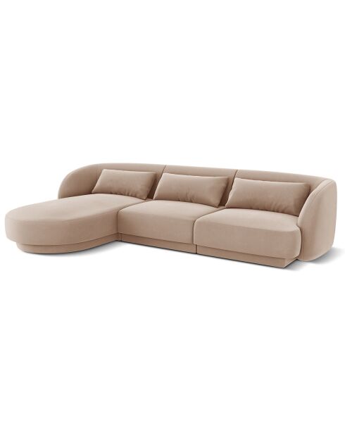 Canapé d'angle Gauche Velours Tulum 4 Places beige - 259x155x74 cm