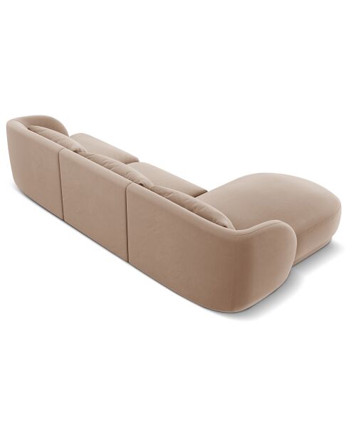 Canapé d'angle Gauche Velours Tulum 4 Places beige - 259x155x74 cm