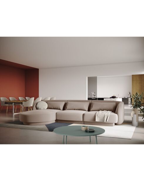 Canapé d'angle Gauche Velours Tulum 4 Places beige - 259x155x74 cm