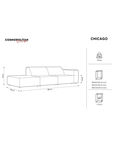 Canapé d'angle Gauche Velours Chicago 4 Places vert bouteille - 284x166x70 cm