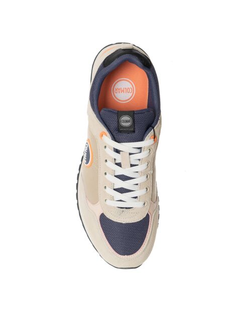 Sneakers en Cuir Travis beige/bleu marine