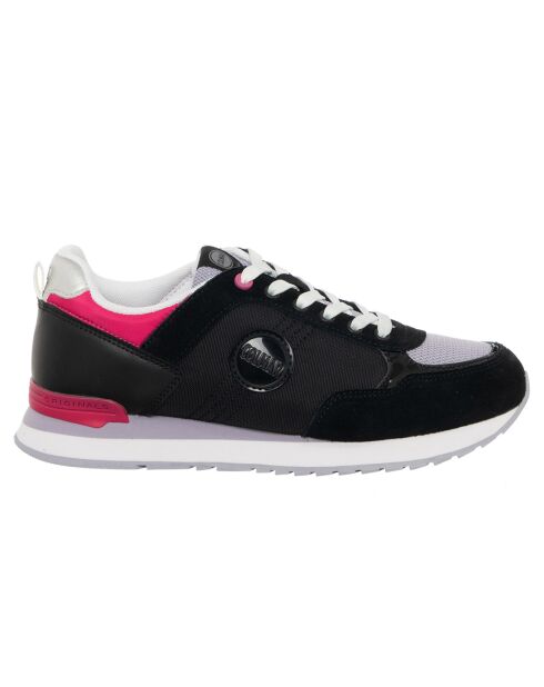 Sneakers en Cuir Travis noir/fuchsia