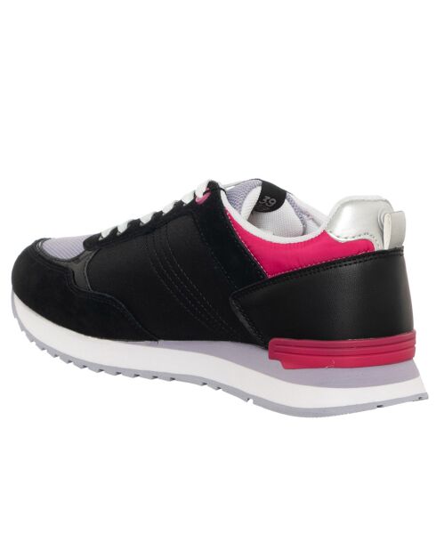 Sneakers en Cuir Travis noir/fuchsia