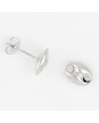 Boucles d'oreilles Grand Grain de Café or blanc