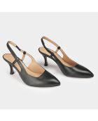 Slingbacks en Cuir Casey noires - Talon  5.5 cm