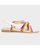 Sandales en Cuir Dina fuchsia/moutarde/beige