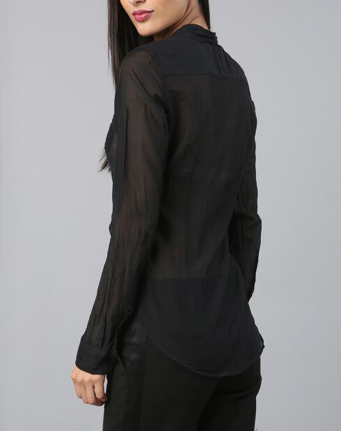 Chemise transparente manches longues noire