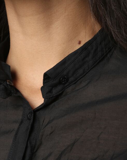 Chemise transparente manches longues noire