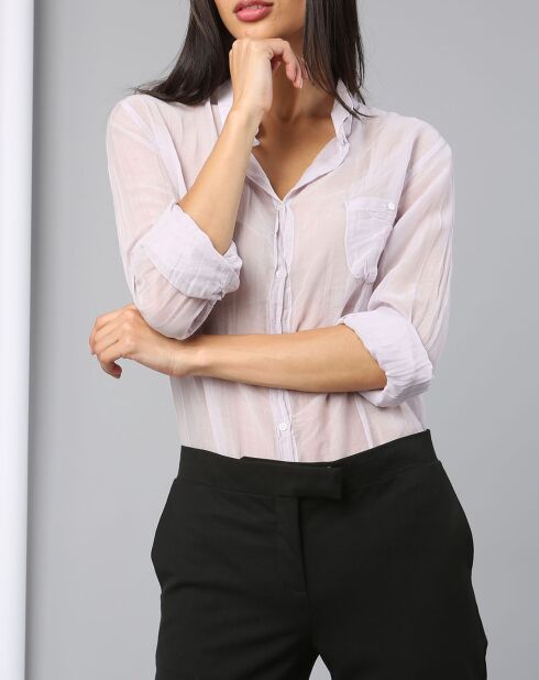 Chemise transparente violet pâle