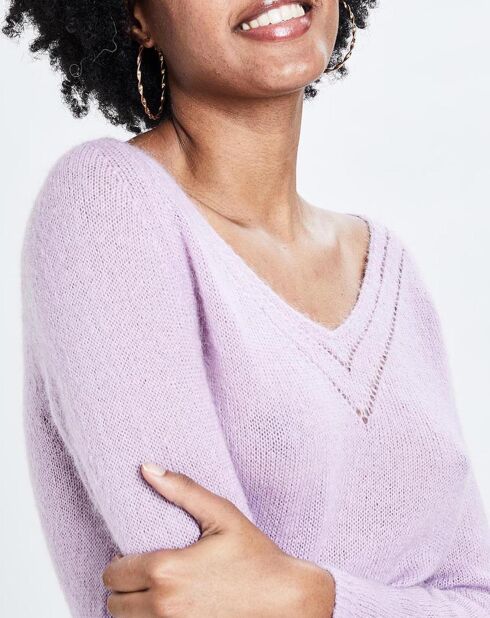 Pull en Laine & Mohair mélangés Kim mauve