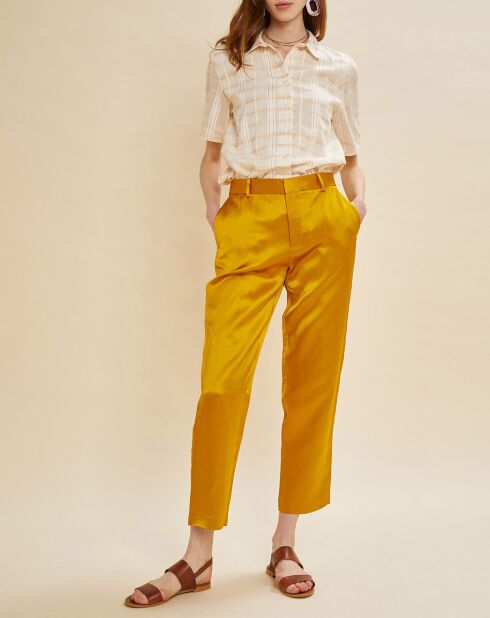Pantalon satiné en Lin mélangé Pavel jaune