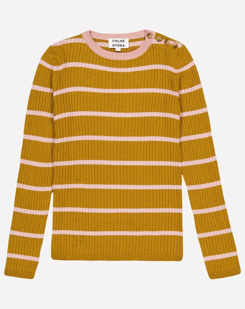 Pull Silvio rayé ocre/rose