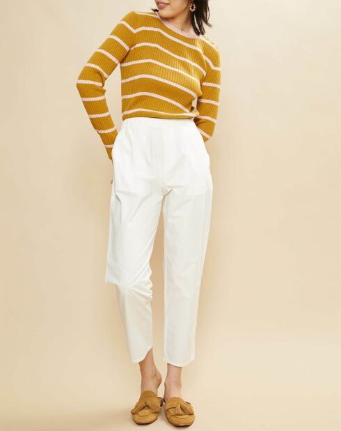 Pull Silvio rayé ocre/rose