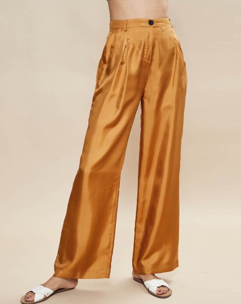 Pantalon 100% Soie Poitiers camel