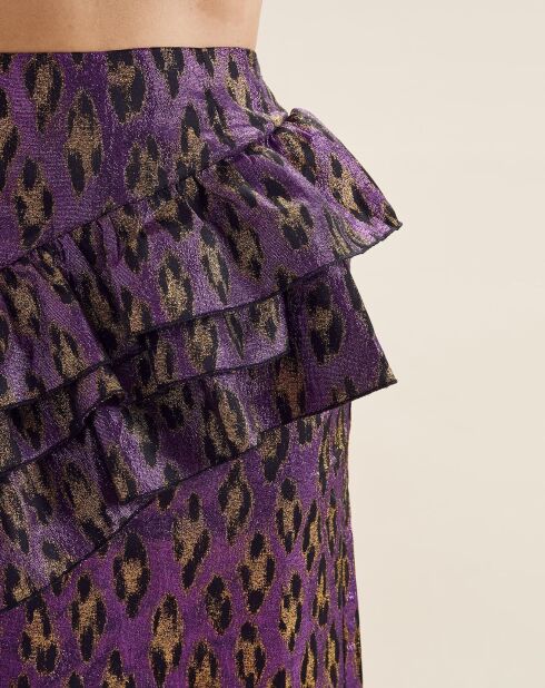 Jupe brillante Lolita léopard violette