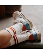 Sneakers en Cuir B10 écru/bleu/orange