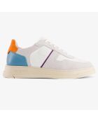 Sneakers en Cuir B10 écru/bleu/orange