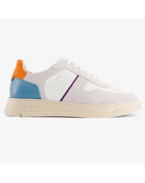 Sneakers en Cuir B10 écru/bleu/orange