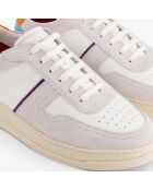Sneakers en Cuir B10 écru/bleu/orange