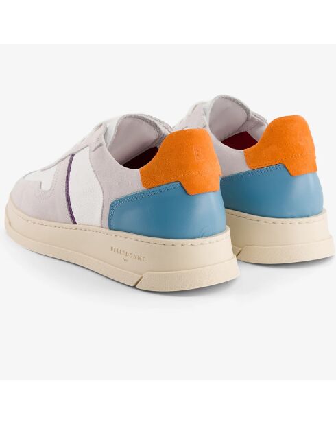 Sneakers en Cuir B10 écru/bleu/orange