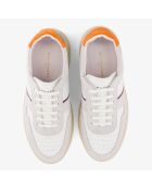 Sneakers en Cuir B10 écru/bleu/orange