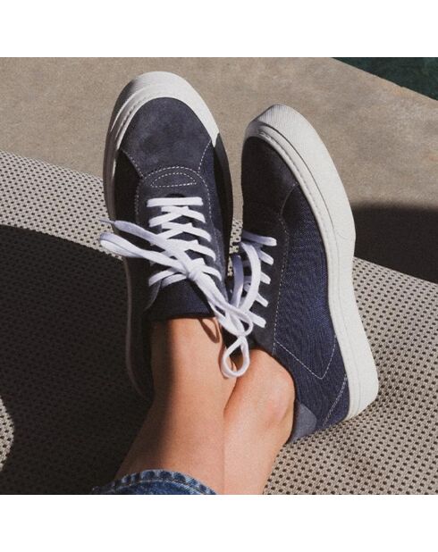 Sneakers en Velours de Cuir B3 bleu marine