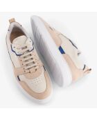 Sneakers en Cuir B1 beige/bleu