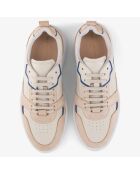 Sneakers en Cuir B1 beige/bleu