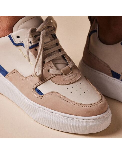 Sneakers en Cuir B1 beige/bleu