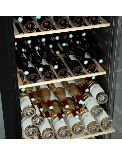 Cave à vin 160 bouteilles encastrable noire  - 59.5x69x139 cm
