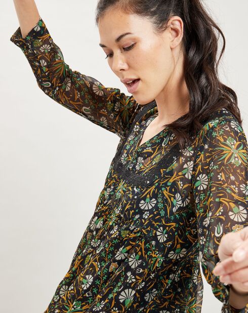 Chemise large imprimée verte