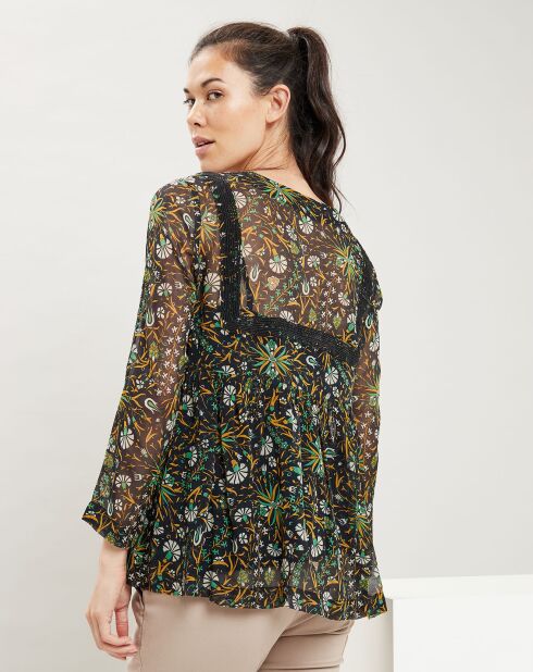 Chemise large imprimée verte