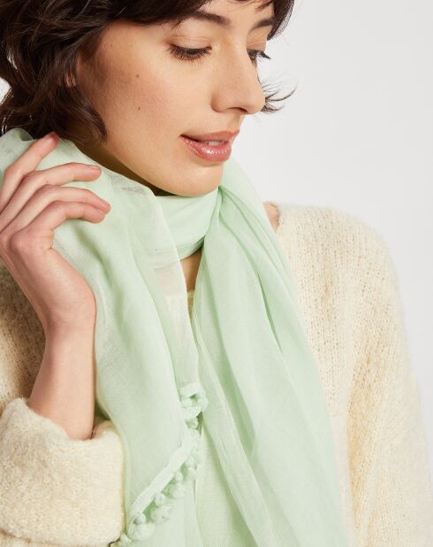 Étole Étole Pompon vert d'eau - 100x200 cm