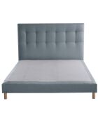 Sommier tapissier + tête de lit capitonnée Aube bleu azur - 140x190 cm
