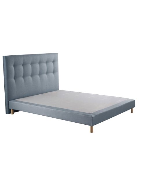 Sommier tapissier + tête de lit capitonnée Aube bleu azur - 140x190 cm