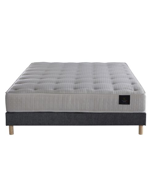 Ensemble Comète Matelas ressorts ensachés + Sommier gris souris - 140x190 cm