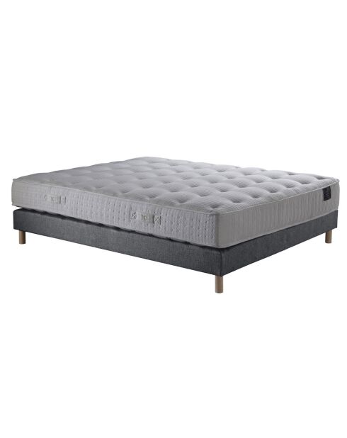 Ensemble Comète Matelas ressorts ensachés + Sommier gris souris - 140x190 cm