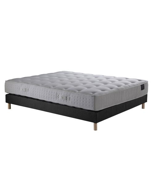 Ensemble Comète Matelas ressorts ensachés + Sommier gris anthracite - 140x190 cm