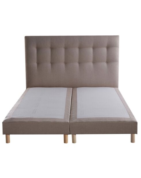 2 Sommiers tapissiers + tête de lit capitonnée Aube rose poudré - 160x200 cm